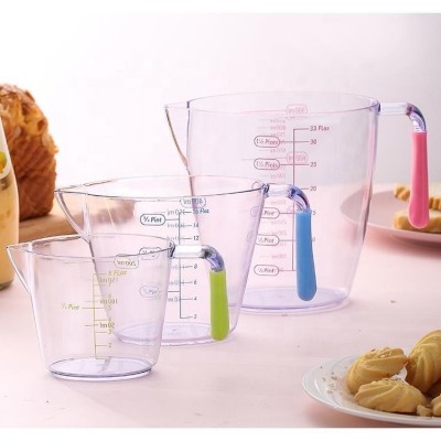 Bpa Free Liquid Nesting Stackable Measuring Cups With Spout And Decorative Handles 3 Piece Plastic Measuring Cups Set